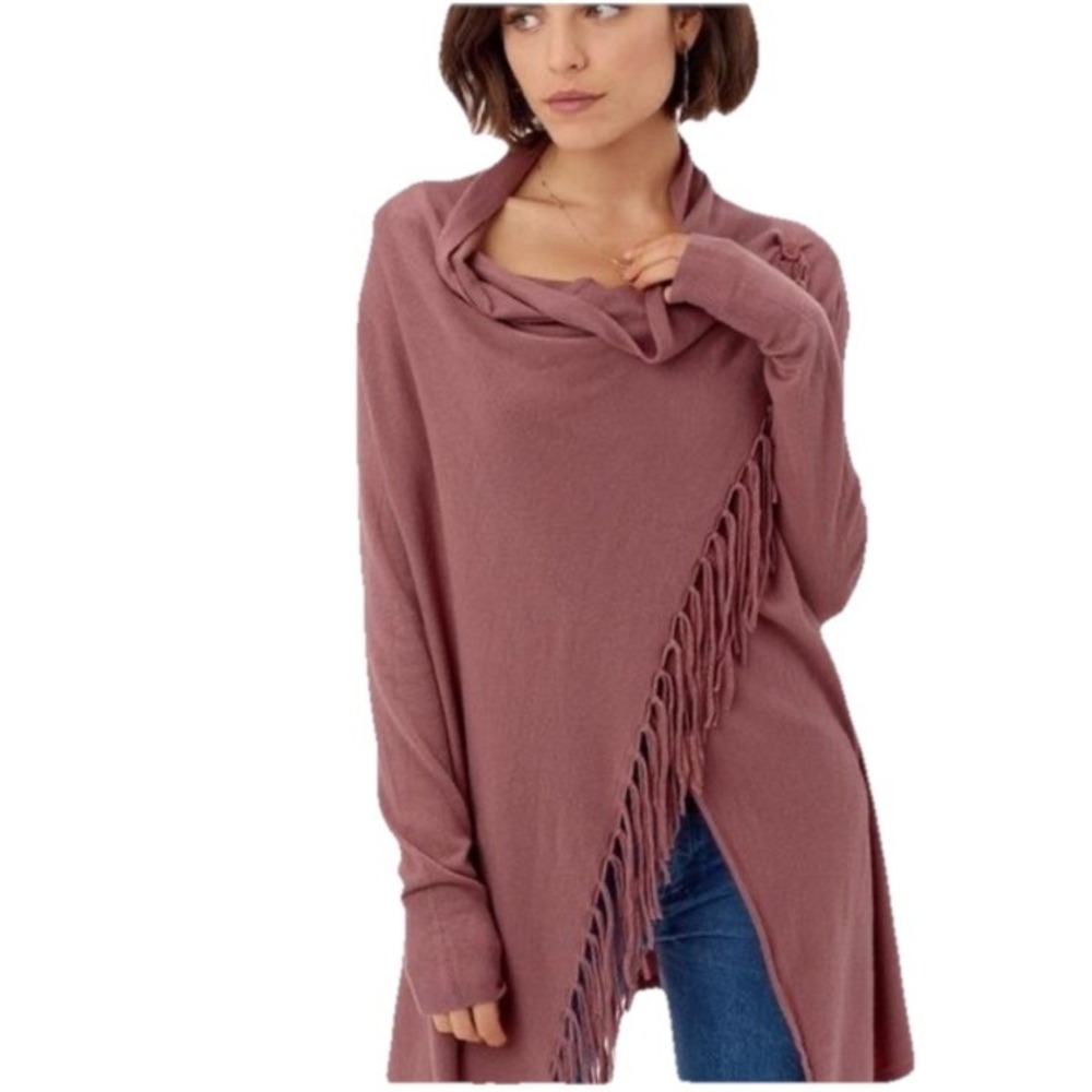 Love Stitch NWT Womens Mauve Extra Soft Sweater with Fringe Oversized S